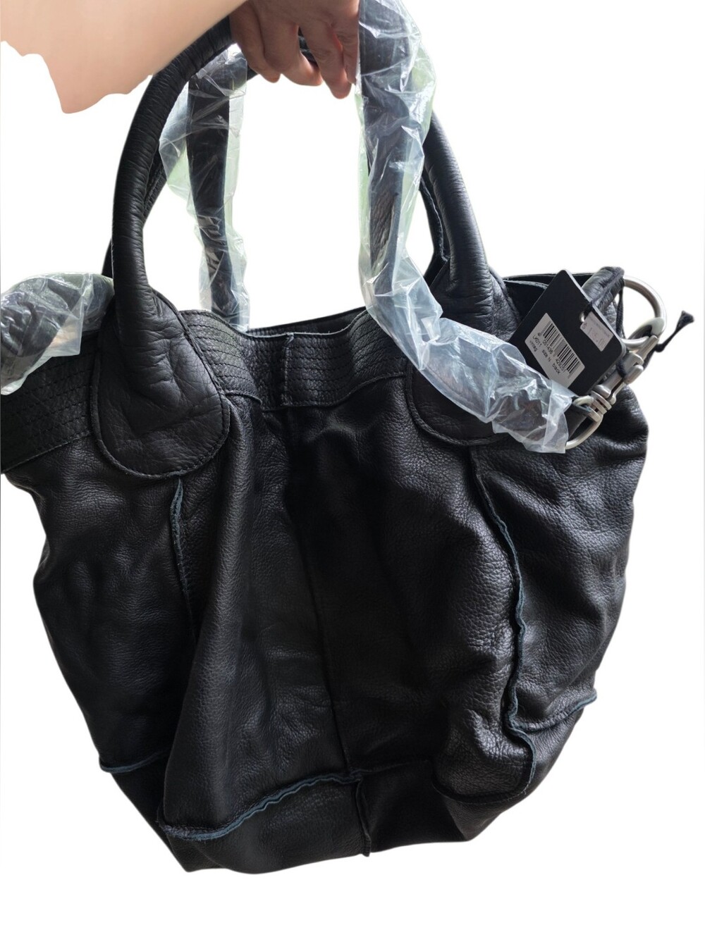 Nwt Classic Black Leather Tote Bag